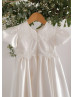 Ivory Satin Lace Chic Flower Girl Dress Baptism Dress